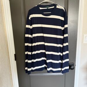 Navy and White Striped Men's Shirt